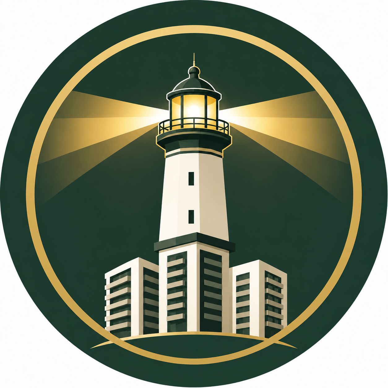Farol e edifícios representando a Nova Farolândia